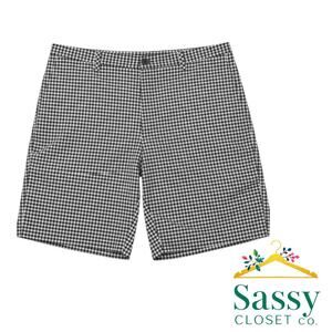 ✨ ADIDAS Black White Plaid Golf Shorts Men's 40 Moisture Wicking 11" Inseam 🖤